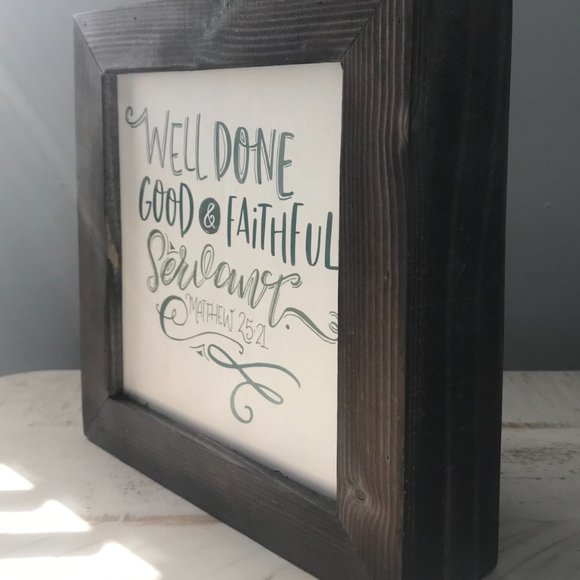 “Well Done” Square Wooden Tabletop Plaque - Picture 2 of 2